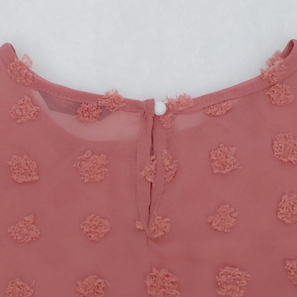 NWOT SHEIN Pink swiss dot sheer flowy peplum boho festival top - Picture 8 of 10